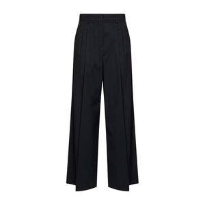 Max Mara Weekend Women Black Wool Canvas Wkdovvio Wide-Leg Trousers